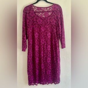 K Jordan Fuchsia Lace Long Sleeve Dress